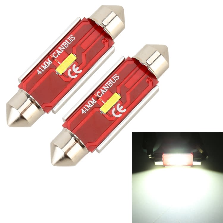 2 PCS 41mm DC9-32V / 1.6W / 6000K / 120LM Car Reading Lamp Dome Light with 3LEDs CSP Lamp Beads & D