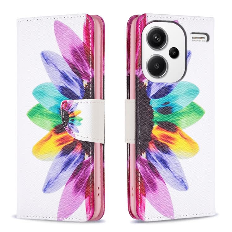 For Xiaomi Redmi Note 13 Pro+ 5G Colored Drawing Pattern Leather Phone Case(Sun Flower)