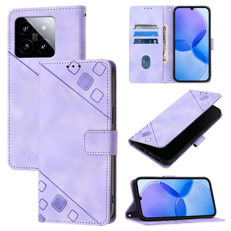 For Xiaomi 14 Skin Feel Embossed Leather Phone Case(Light Purple)
