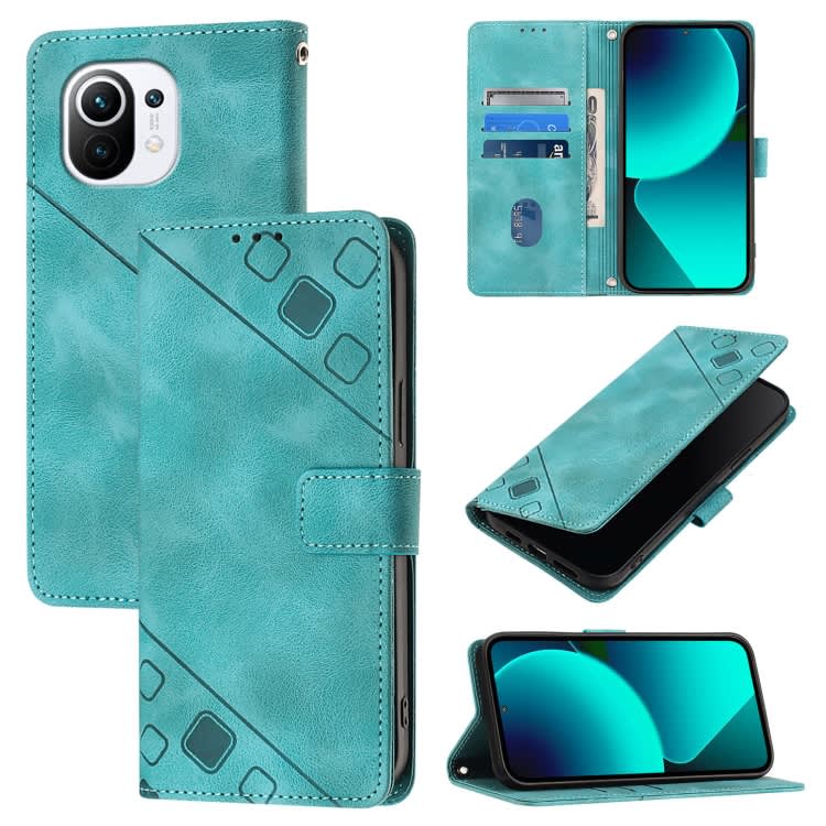 For Xiaomi Mi 11 Skin Feel Embossed Leather Phone Case(Green)