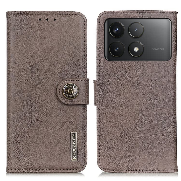 For Xiaomi Redmi K70 5G / K70 Pro 5G KHAZNEH Cowhide Texture Flip Leather Phone Case(Khaki)