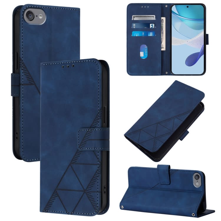 For iPod Touch 7 / 6 / 5 Crossbody 3D Embossed Flip Leather Phone Case(Blue)