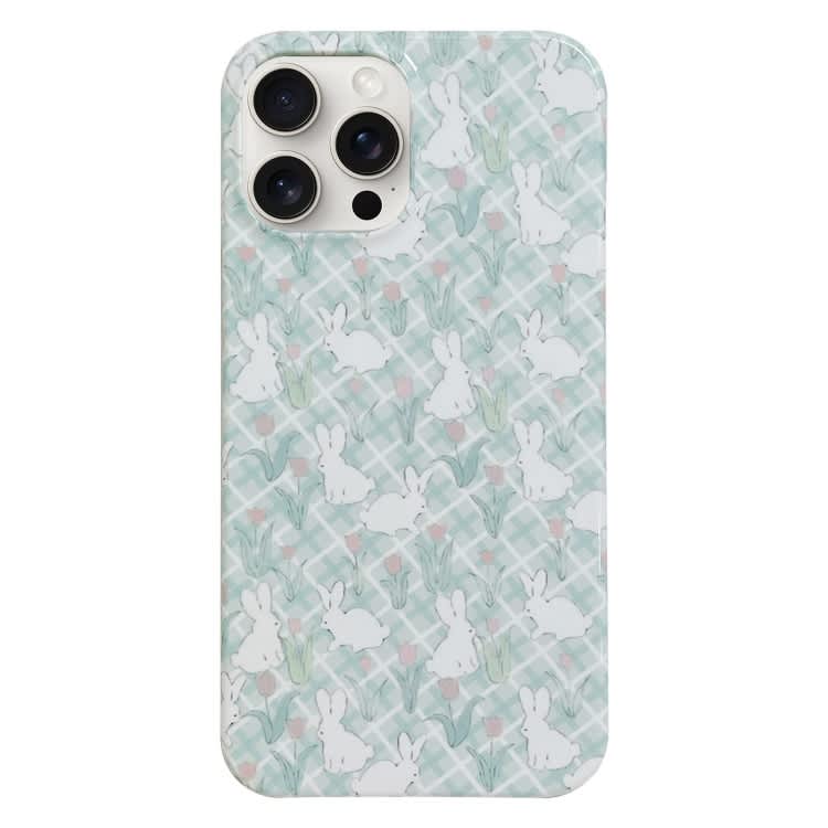 For iPhone 15 Pro Painted Pattern PC Phone Case(Tulip Bunny)