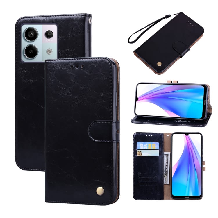 For Xiaomi Redmi Note 13 Pro  5G Oil Wax Texture Leather Phone Case(Black)