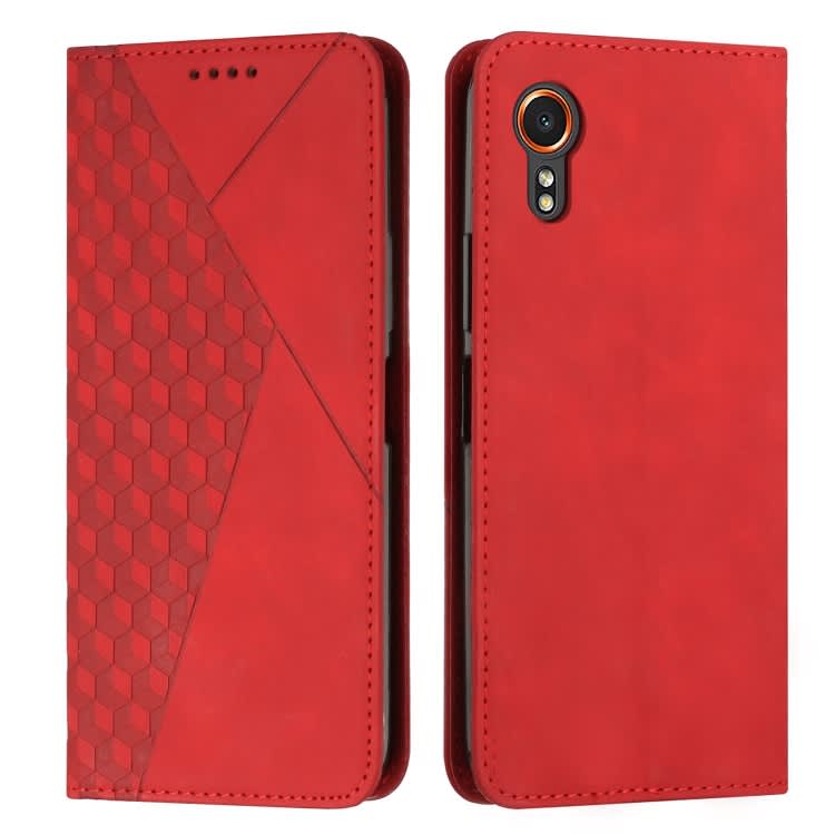 For Samsung Galaxy Xcover 7 Diamond Splicing Skin Feel Magnetic Leather Phone Case(Red)