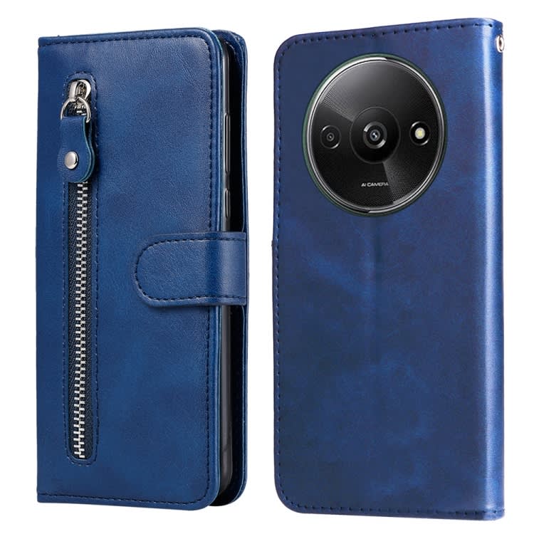 For Xiaomi Redmi A3 Fashion Calf Texture Zipper Leather Phone Case(Blue)
