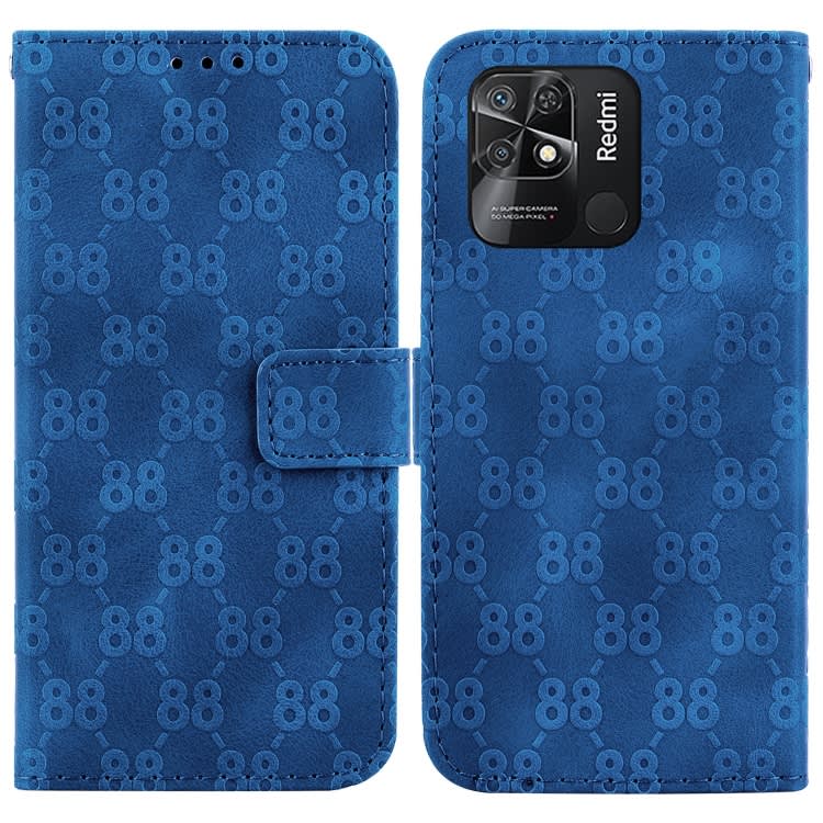 For Xiaomi Redmi 10C Double 8-shaped Embossed Leather Phone Case(Blue)