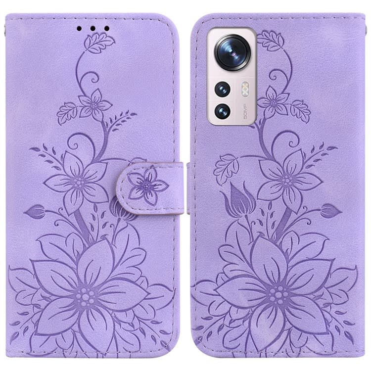 For Xiaomi 12 Lite Lily Embossed Leather Phone Case(Purple)