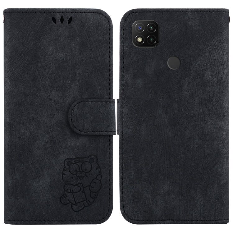 For Xiaomi Redmi 9C Little Tiger Embossed Leather Phone Case(Black)