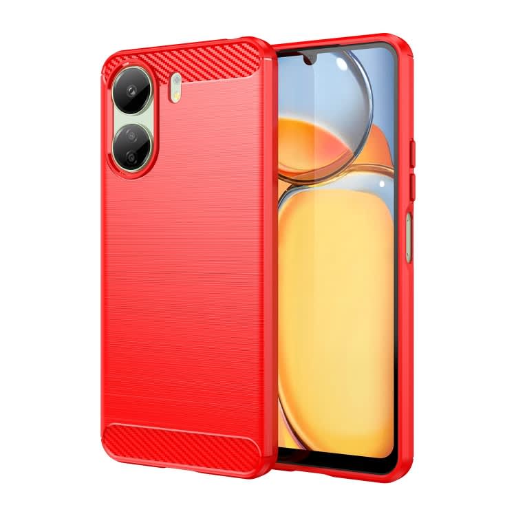 For Xiaomi Redmi 13C 5G Brushed Texture Carbon Fiber TPU Phone Case(Red)