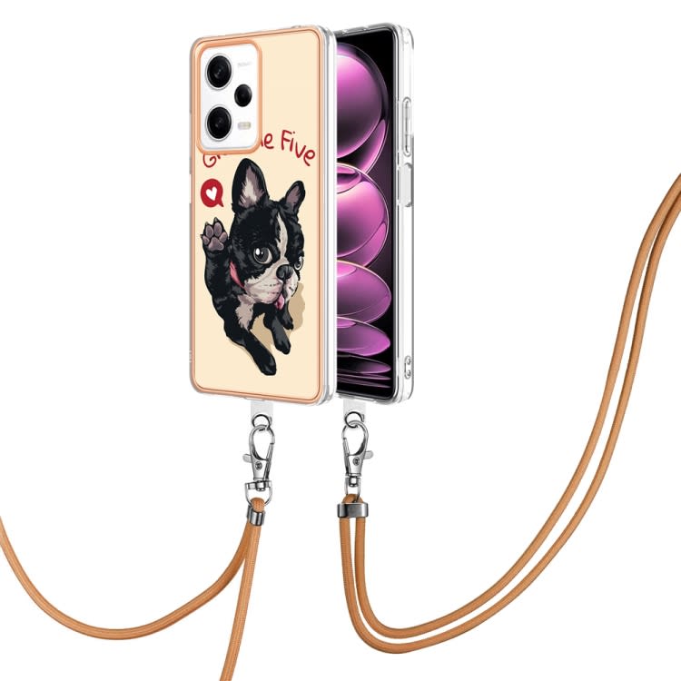 For Xiaomi Redmi Note 12 Pro 5G Global Electroplating Dual-side IMD Phone Case with Lanyard(Lucky D