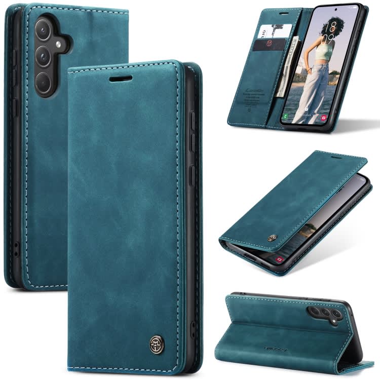 For Samsung Galaxy A55 5G CaseMe 013 Multifunctional Horizontal Flip Leather Phone Case(Blue)