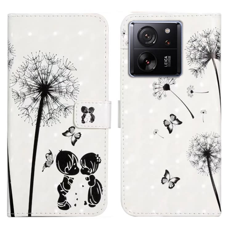 For Xiaomi 13T Oil Embossed 3D Drawing Leather Phone Case(Couple Dandelion)