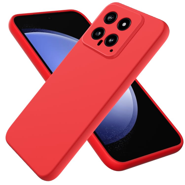 For Xiaomi 14 Solid Color Liquid Silicone Dropproof Full Coverage Phone Case(Red)