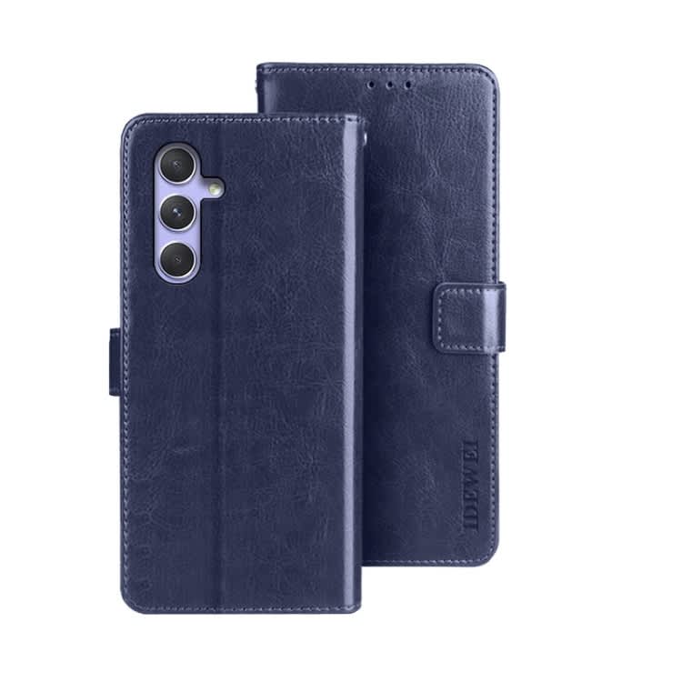 For Samsung Galaxy A55 5G idewei Crazy Horse Texture Leather Phone Case(Blue)