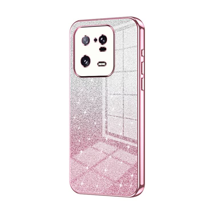 For Xiaomi 13 Pro Gradient Glitter Powder Electroplated Phone Case(Pink)