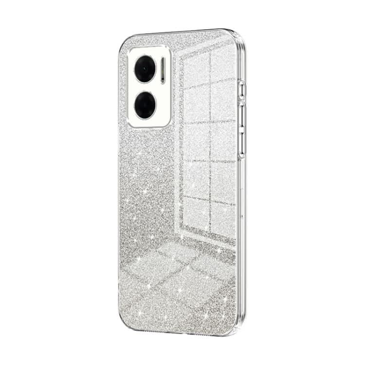 For Xiaomi Redmi Note 11E / Redmi 10 5G Gradient Glitter Powder Electroplated Phone Case(Transparen