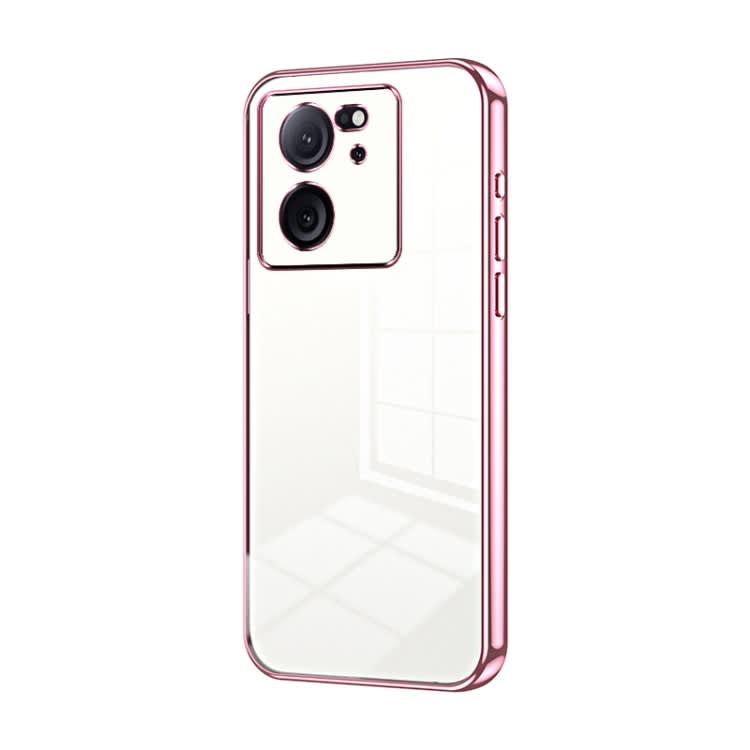 For Xiaomi Redmi K60 Ultra / Xiaomi 13T Transparent Plating Fine Hole Phone Case(Pink)