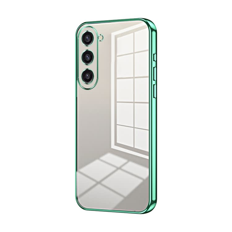 For Samsung Galaxy S23+ 5G Transparent Plating Fine Hole Phone Case(Green)