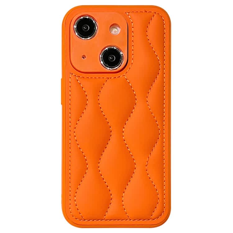 For iPhone 15 Fine Hole 8-shaped Texture Eiderdown Airbag Phone Case(Orange)