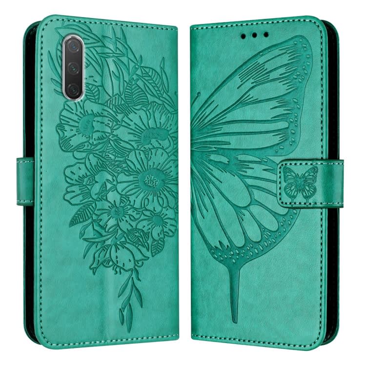 For Xiaomi Mi CC9e / Mi A3 Embossed Butterfly Leather Phone Case(Green)