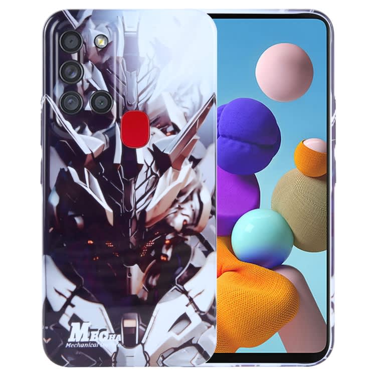 For Samsung Galaxy A21s Painted Pattern Precise Hole PC Phone Case(Golden Robot)