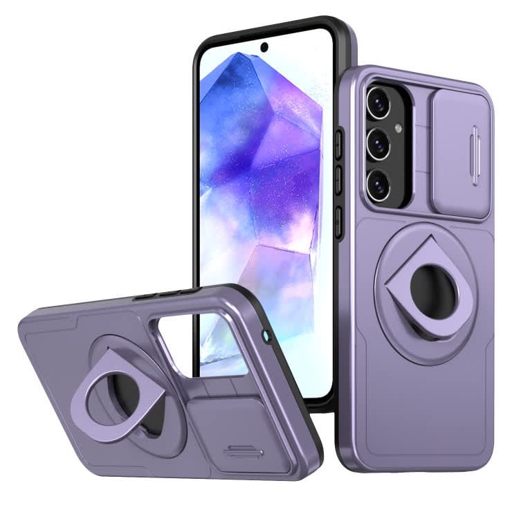 For Samsung Galaxy A35 5G Camshield MagSafe Ring Holder Armor Phone Case(Puple)