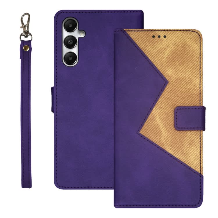 For Samsung Galaxy A05s idewei Two-color Splicing Leather Phone Case(Purple)