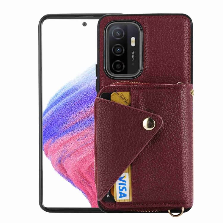 For Samsung Galaxy A32 4G Crossbody Zipper Card Bag RFID Anti-theft Phone Case(Wine Red)