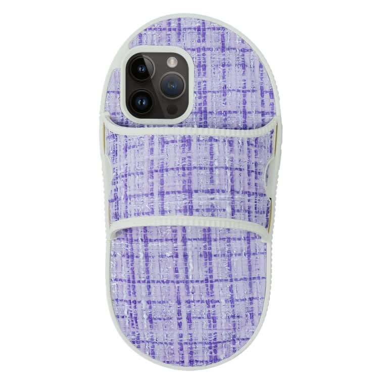 For iPhone 13 Pro Creative Flannel Slipper Design TPU Phone Case(Purple)