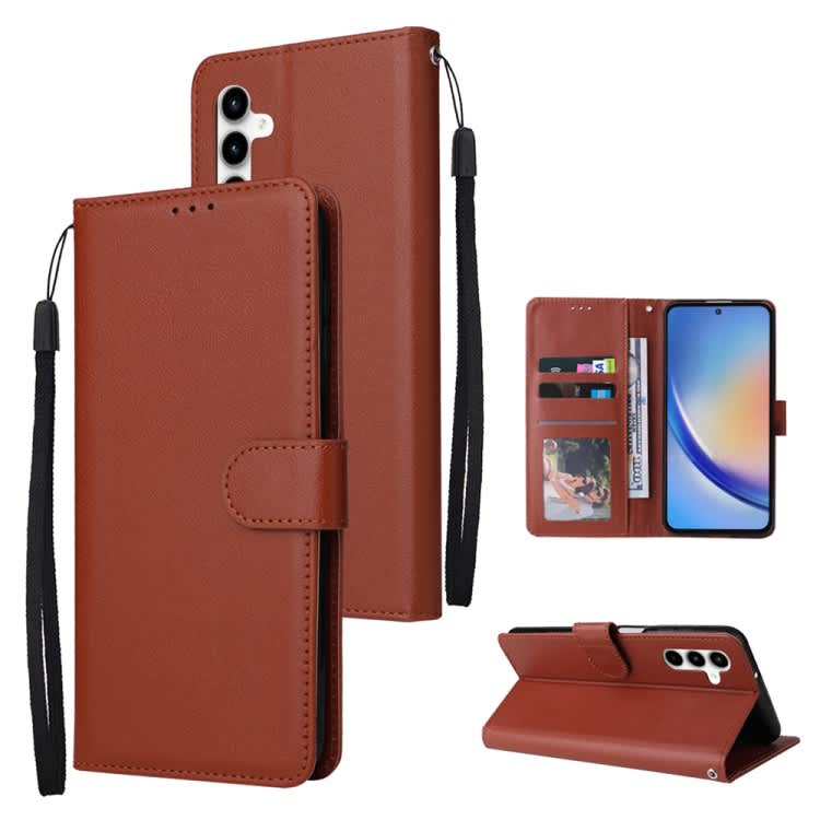 For Samsung Galaxy A35 5G 3-Card Slots Multifunctional Leather Phone Case(Brown)