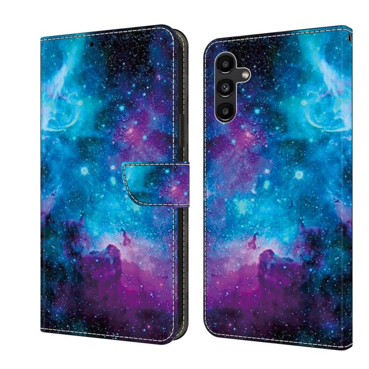 For Samsung Galaxy S21 FE 5G Crystal Painted Leather Phone case(Starry Sky)