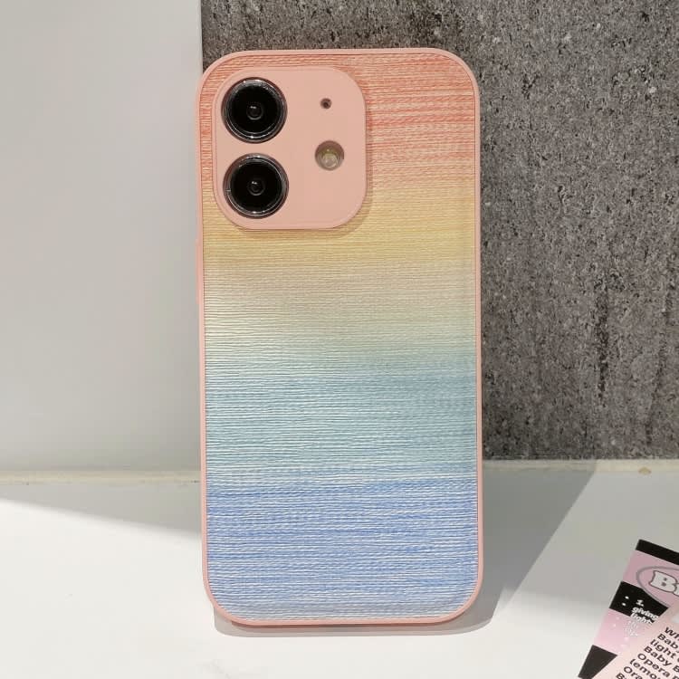 For iPhone 11 PU Coated PC Hybrid TPU Phone Case(Gradient Pink)