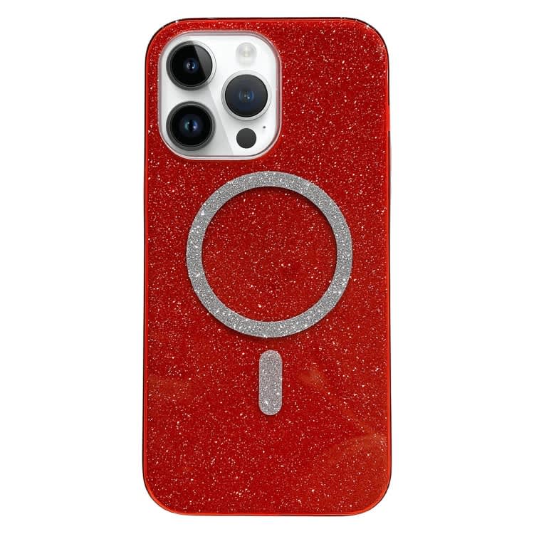 For iPhone 15 Pro Glitter MagSafe Magnetic TPU Phone Case(Red)