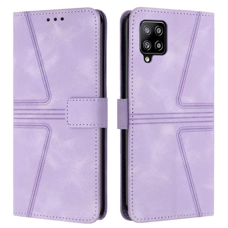 For Samsung Galaxy A42 5G Triangle Solid Color Leather Phone Case(Purple)