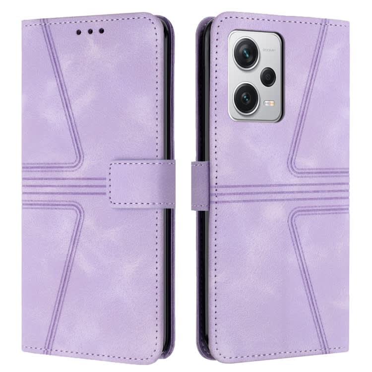 For Xiaomi Redmi Note 12 5G Global Triangle Solid Color Leather Phone Case(Purple)