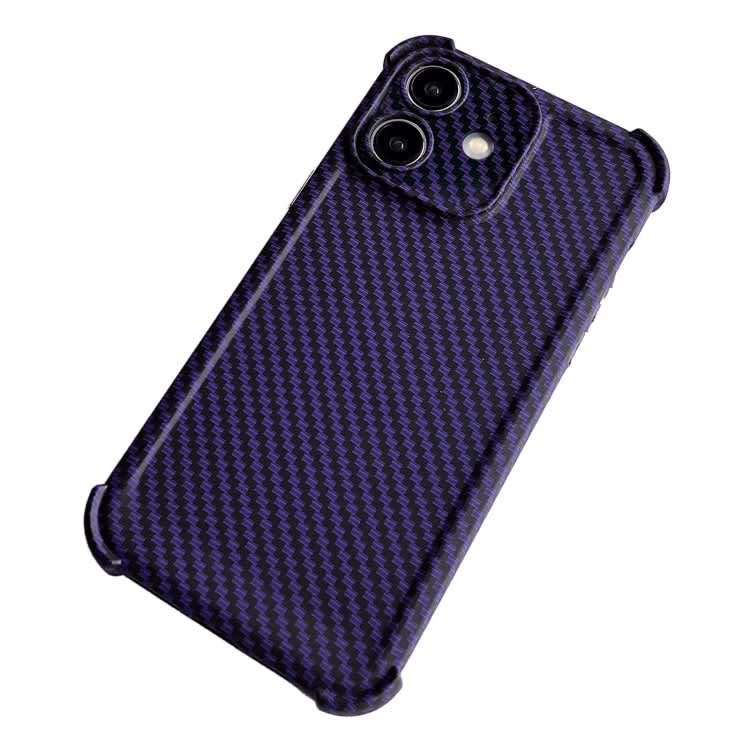 For iPhone 11 Carbon Fiber Four Corners Shockproof TPU Phone Case(Purple)