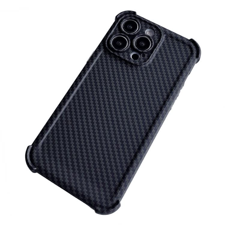 For iPhone 12 Pro Carbon Fiber Four Corners Shockproof TPU Phone Case(Black)
