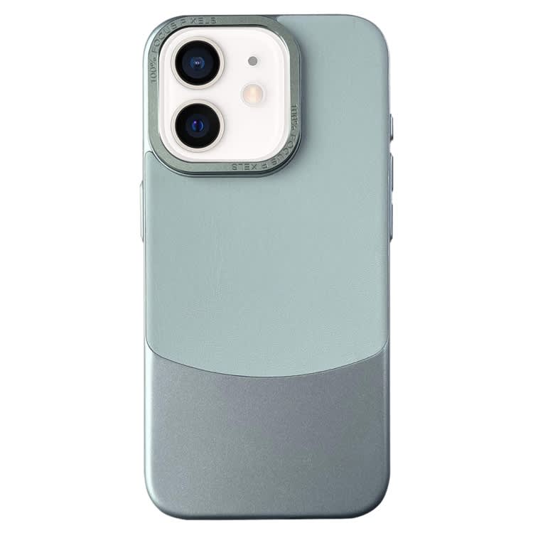 For iPhone 12 / 12 Pro Napa Texture PC + Leather Phone Case(Cyan)