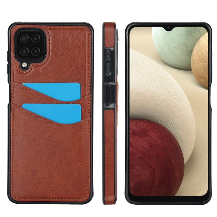 For Samsung Galaxy A12 4G Litchi Leather Skin Card Slots Phone Case(Brown)