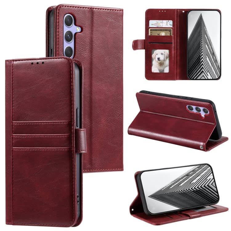For Samsung Galaxy A54 5G Simple 6-Card Wallet Leather Phone Case(Wine Red)