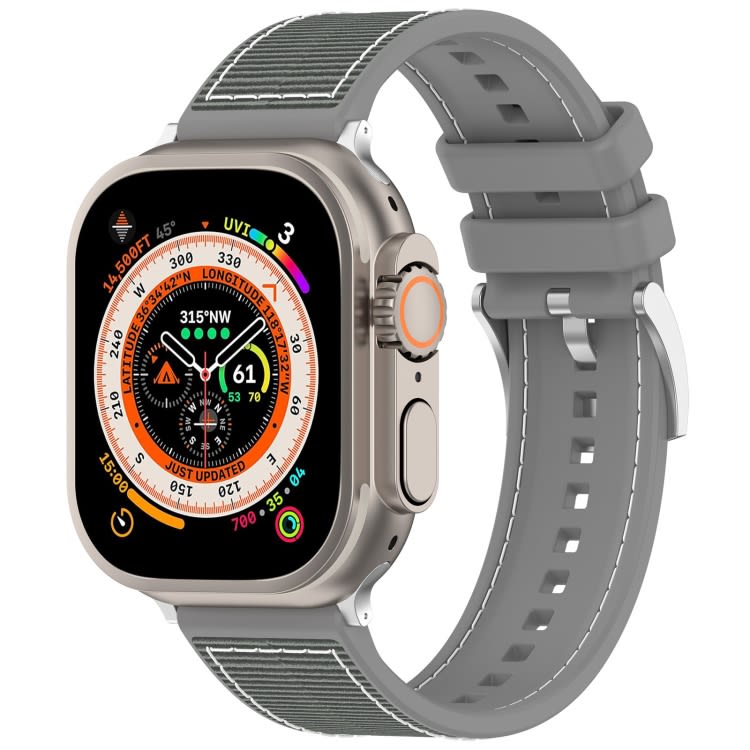 For Apple Watch Series 7 41mm Official Buckle Hybrid Nylon Braid Silicone Watch Band(Grey)