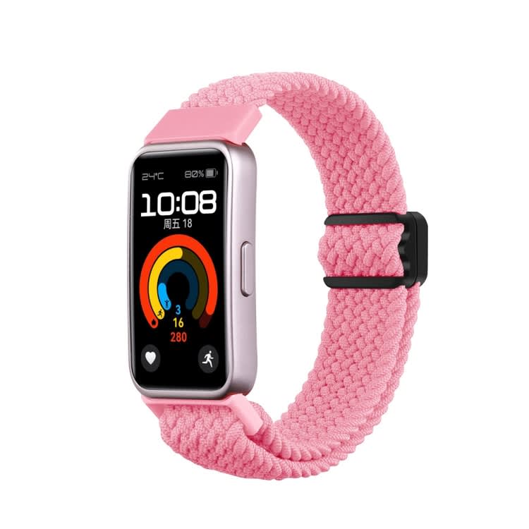 For Huawei Band 9 / 8 Magnetic Buckle Nylon Braid Watch Band(Pink)