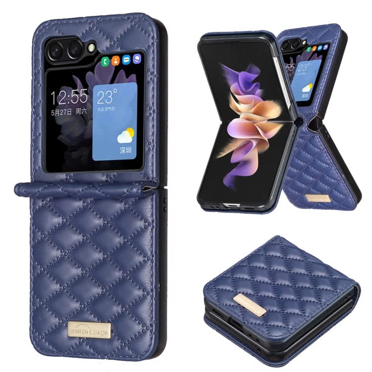 For Samsung Galaxy Z Flip6 Diamond Lattice PU + PC Shockproof Phone Case(Blue)