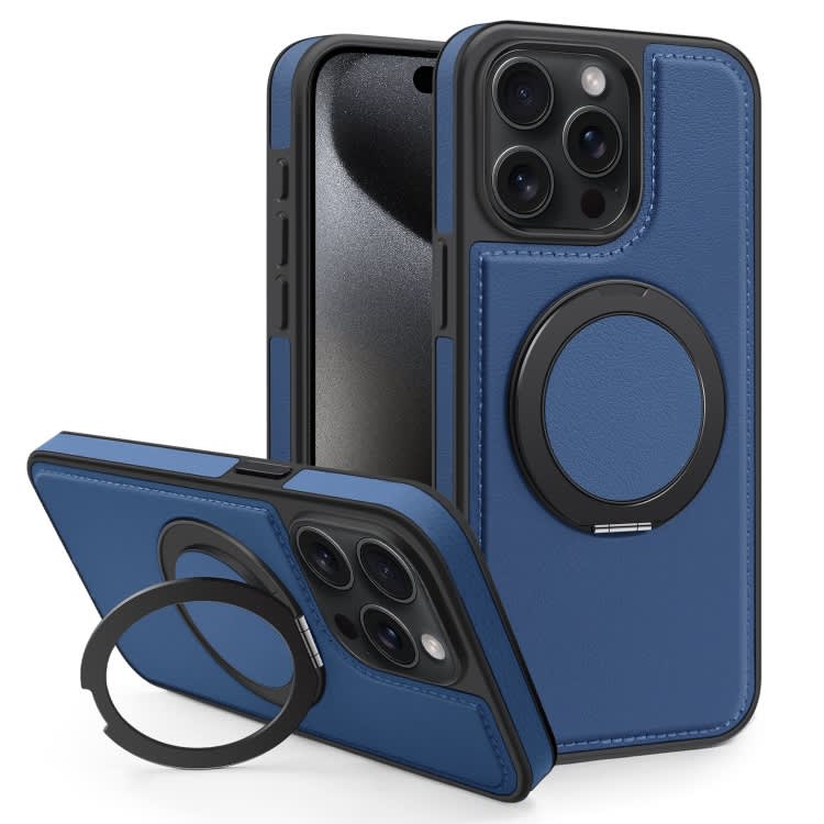 For iPhone 15 Pro Yashi 360 Degree Rotating MagSafe Bracket Phone Case(Blue)