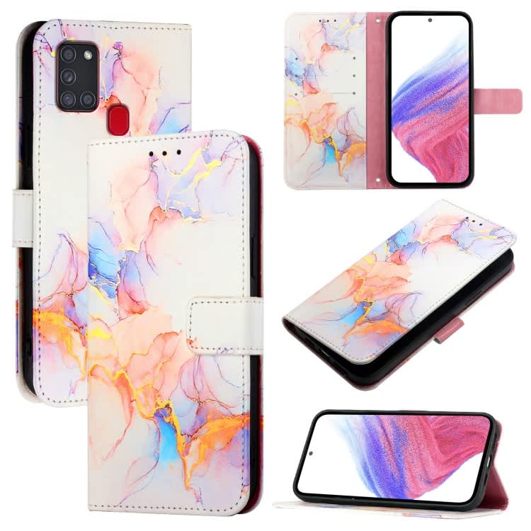 For Samsung Galaxy A21s PT003 Marble Pattern Flip Leather Phone Case(Galaxy Marble White)