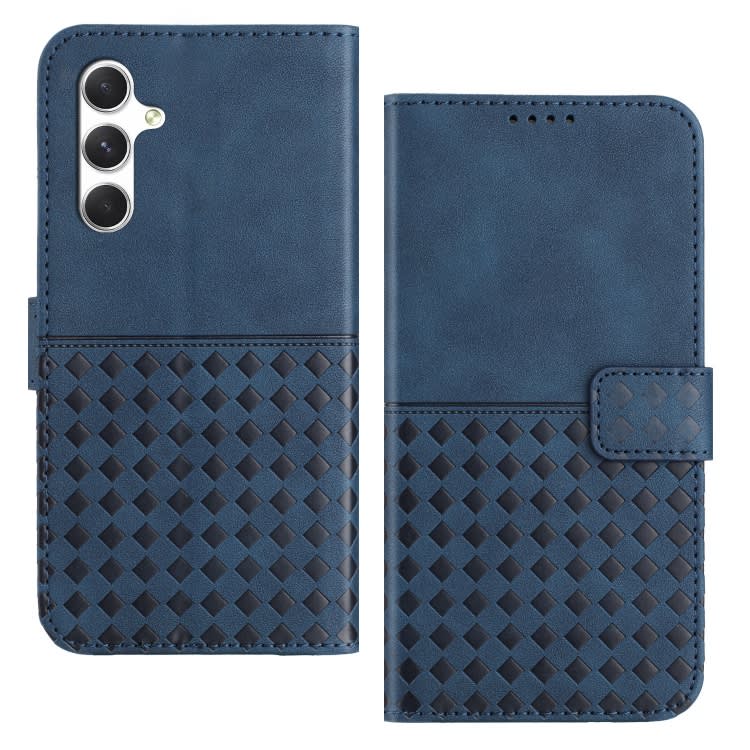 For Samsung Galaxy A24 5G Woven Embossed RFID Blocking Leather Phone Case(Blue)