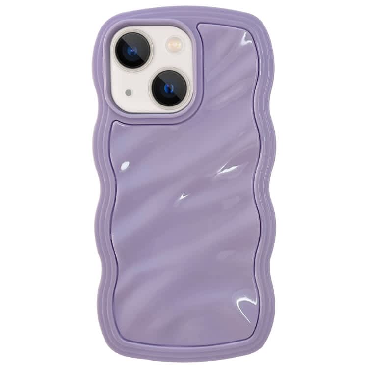 For iPhone 14 Solid Color Waves PC Hybrid TPU Phone Case(Purple)