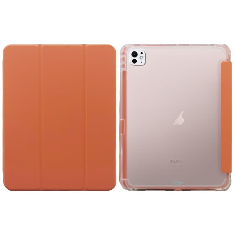 For iPad Pro 11 2024 3-folding Electric Pressed Skin Texture Leather Tablet Case(Orange)