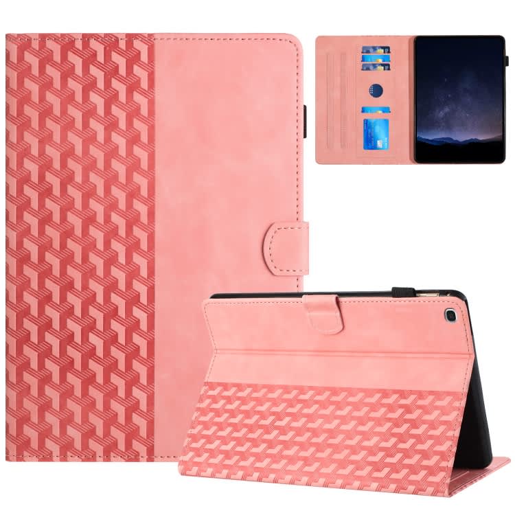 For Samsung Galaxy Tab S6 Lite Building Blocks Embossed Leather Smart Tablet Case(Pink)